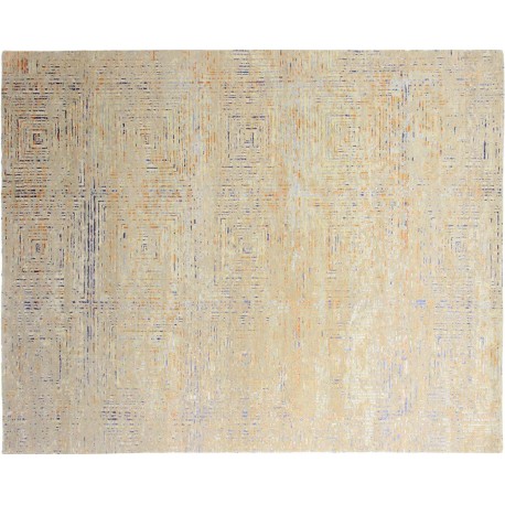 Unikatowy dywan jedwabny / wełniany z Nepalu deseń vintage 250x300cm luksus geometryczny design