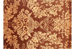 Wełna i jedwab ręcznie tkany dywan Nepal Exclusive brązowy 140x200cm art deco ciepły