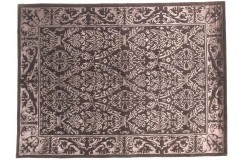 Stonowany dywan z Nepalu Art Deco ornamenty wełna / jedwab 170x240cm luksusowy brązowy