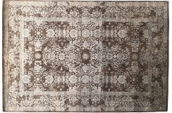 Stonowany dywan z Nepalu Art Deco ornamenty wełna / jedwab 200x300cm luksusowy brązowy