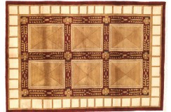 Stonowany dywan z Nepalu Art Deco ornamenty 100% wełna 120x180cm luksusowy brązowy