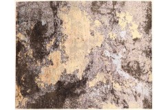 Ekskluzywny dywan jedwabny z Nepalu deseń abstrakcyjny vintage 240x300cm luksus jedwab z bananowca i wełna brązowy