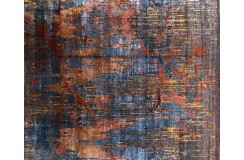 Ekskluzywny dywan jedwabny z Nepalu deseń abstrakcyjny vintage 250x300cm luksus jedwab z bananowca i wełna brązy