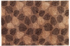 Ekskluzywny designerski dywan Indo Mammut Brown w liście 140x200cm luksus jedwab z bananowca i wełna brązy