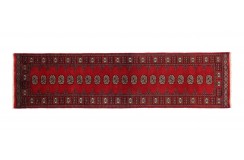 Buchara dywan ręcznie tkany z Pakistanu 100% wełna czerwony 80x300cm jakość premium chodnik