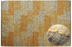 Luksusowy dywan płasko tkany Tisca Orlando design+ 1583  pomarańczowo szary 140x200cm 100% wełna filcowana zaplatany dwustronny