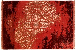 Ekskluzywny designerski dywan Indo Jaipur Galaxy Fusion vintage 120x180cm luksus wełna i jedwab wart  18740zł czerwony