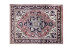 Perski wełniany recznie tkany dywan Heriz z ornamentami ok 250x330cm różowy