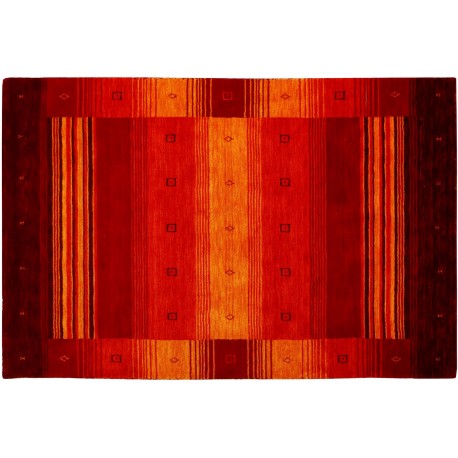 Geometryczny w pasy 100% wełniany dywan Gabbeh Loom czerwony 120x180cm Indie, ręcznie tkany