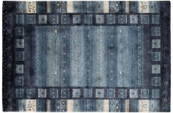 Geometryczny w pasy 100% wełniany dywan Gabbeh Loom niebieski 120x180cm Indie, ręcznie tkany