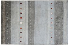 Szary gruby dywan gabbeh 170x240cm wełna ręcznie wiązany piękny wzór