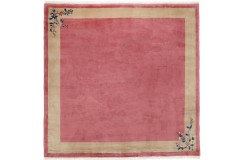 Piękny dywan Peking Antik Finish ręcznie tkany z Chin 300x300cm 100% wełna gładki różowy kwadratowy