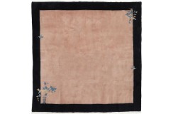 Piękny dywan Peking Antik Finish ręcznie tkany z Chin 300x300cm 100% wełna gładki różowy kwadratowy