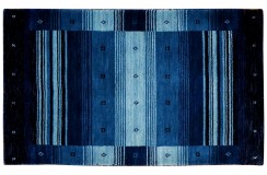 Geometryczny w pasy 100% wełniany dywan Gabbeh Handloom niebieski 70x140cm Indie, ręcznie tkany