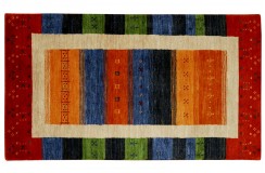 Geometryczny w pasy 100% wełniany dywan Gabbeh Handloom Deluxe kolorowy 70x140cm Indie, ręcznie tkany