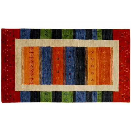 Geometryczny w pasy 100% wełniany dywan Gabbeh Handloom Deluxe kolorowy 70x140cm Indie, ręcznie tkany