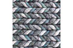 Luksusowy dywan Brinker Carpets 220 grey turquoise 170x230cm 50% wełna owcza filcowana zaplatana 50% wiskoza