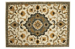 Kwiatowy dywan Persian wełniany z Indii ok 160x230cm 2cm gruby beż/brąz