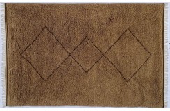 Gruby ciepły dywan berber shaggy 100% wełna 200x300cm brązowy geometryczny wzór