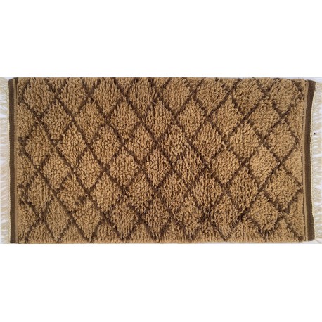 Gruby ciepły dywan berber shaggy 100% wełna 160x230cm brązowy geometryczny wzór