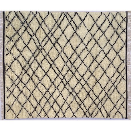 Gruby ciepły dywan berber shaggy 100% wełna 160x230cm beżowy geometryczny wzór