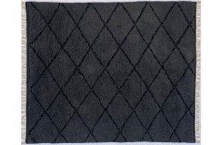 Gruby ciepły dywan berber shaggy 100% wełna 200x300cm szary geometryczny wzór