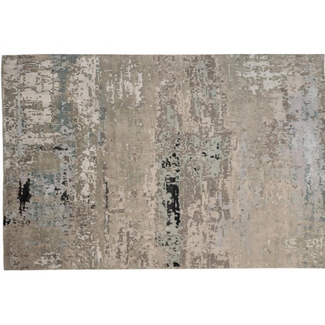 Piękny dywan Nepal abstrakcyjny vintage Contemprary srebrny taupe wełna / jedwab 200x300cm luksusowy