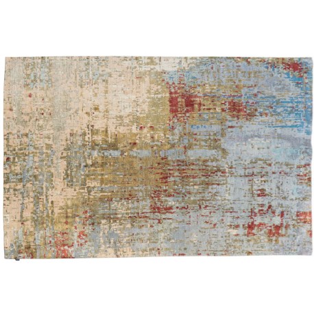 Piękny dywan Nepal abstrakcyjny vintage Contemprary gold blue wełna / jedwab 200x300cm luksusowy