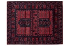 Unikatowy dywan wełniany Uszak - Oushak burgundy red, dark blue z Indii deseń