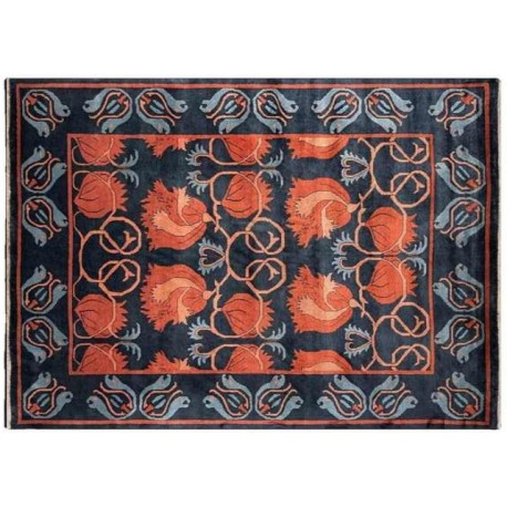 Tradycyjny dywan Oushak antique black, orange 100% wełna nowozelandzka, Indie, ręczna robota, różne rozmiary