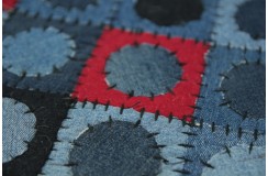 Jeansowy nowoczesny patchwork koła i kwadraty 160x230 Indie ekologiczny